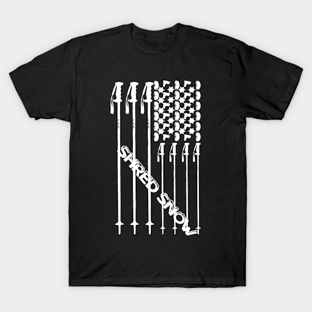 Cool Shred Snow Flag Ski Poles Gear T-Shirt by RKP'sTees